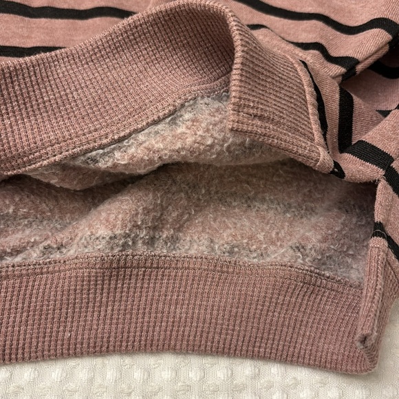 VINTAGE 80s Turtleneck Sweatshirt Mauve Purple Black Striped Mens M-L XPLOITS - Picture 8 of 12